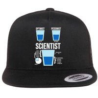 Funny Optimist Pessimist Scientist Flat Bill Trucker Hat