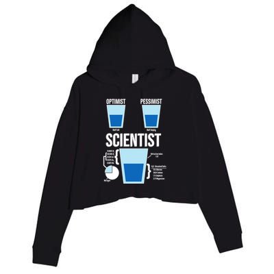 Funny Optimist Pessimist Scientist Crop Fleece Hoodie