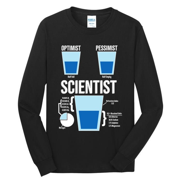 Funny Optimist Pessimist Scientist Tall Long Sleeve T-Shirt
