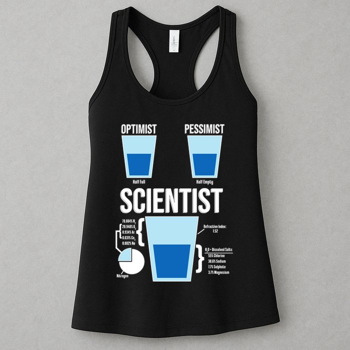 Funny Optimist Pessimist Scientist Womens Tank Top