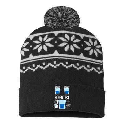 Funny Optimist Pessimist Scientist USA-Made Snowflake Beanie