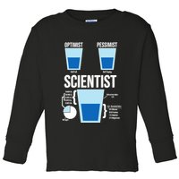 Funny Optimist Pessimist Scientist Toddler Long Sleeve Shirt