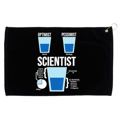 Funny Optimist Pessimist Scientist Grommeted Golf Towel