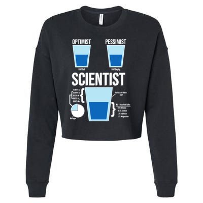 Funny Optimist Pessimist Scientist Cropped Pullover Crew