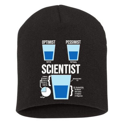 Funny Optimist Pessimist Scientist Short Acrylic Beanie
