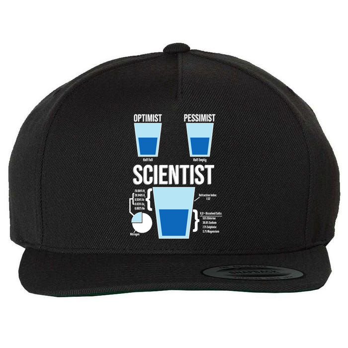 Funny Optimist Pessimist Scientist Wool Snapback Cap