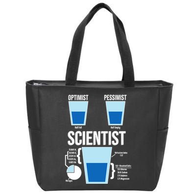 Funny Optimist Pessimist Scientist Zip Tote Bag