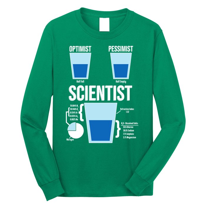 Funny Optimist Pessimist Scientist Long Sleeve Shirt