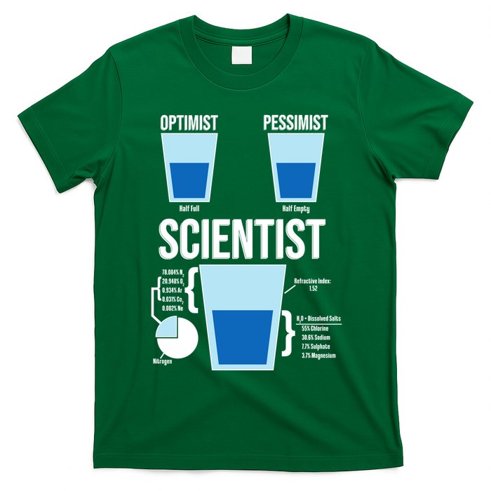 Funny Optimist Pessimist Scientist T-Shirt