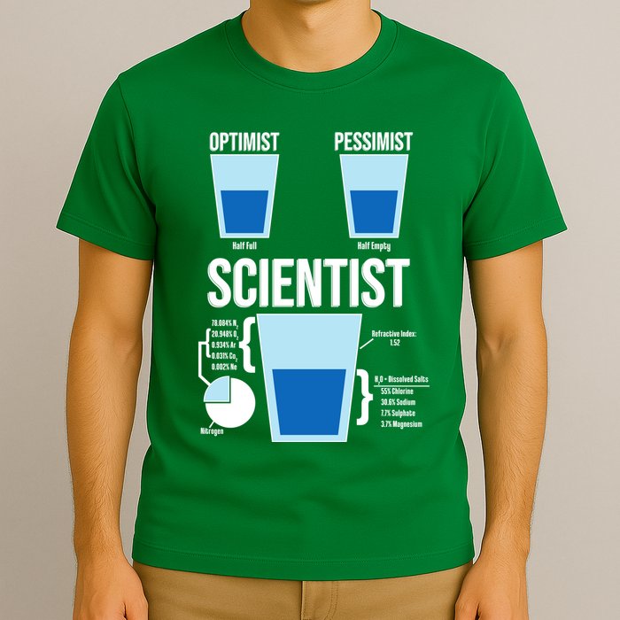 Funny Optimist Pessimist Scientist T-Shirt