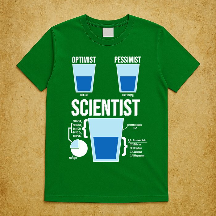 Funny Optimist Pessimist Scientist T-Shirt