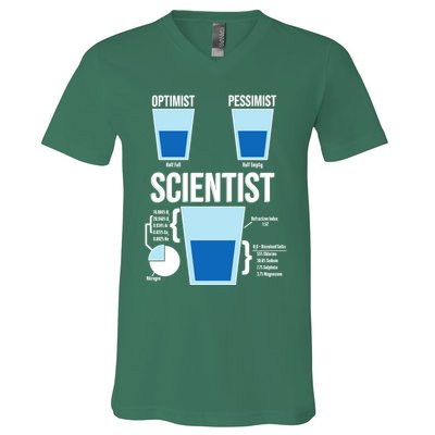 Funny Optimist Pessimist Scientist V-Neck T-Shirt