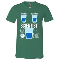 Funny Optimist Pessimist Scientist V-Neck T-Shirt