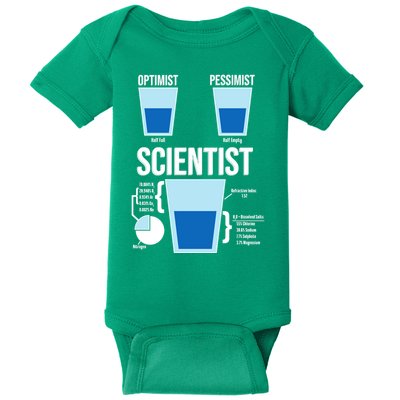 Funny Optimist Pessimist Scientist Baby Bodysuit