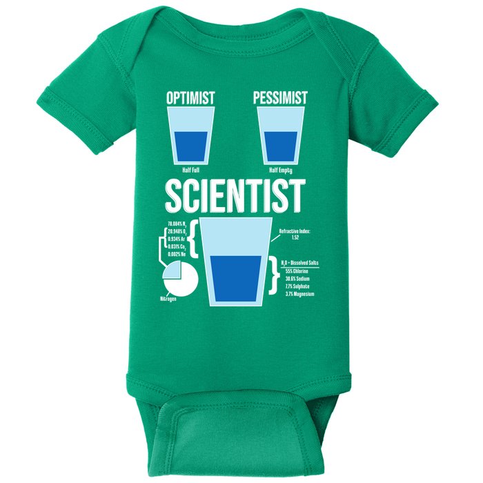 Funny Optimist Pessimist Scientist Baby Bodysuit