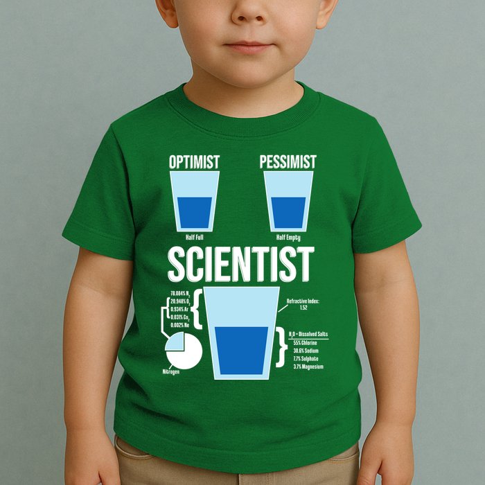 Funny Optimist Pessimist Scientist Toddler T-Shirt
