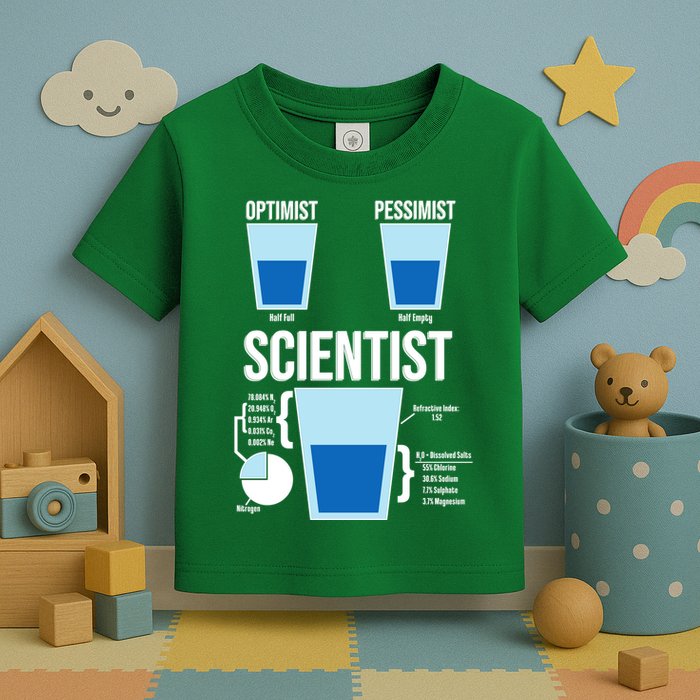 Funny Optimist Pessimist Scientist Toddler T-Shirt