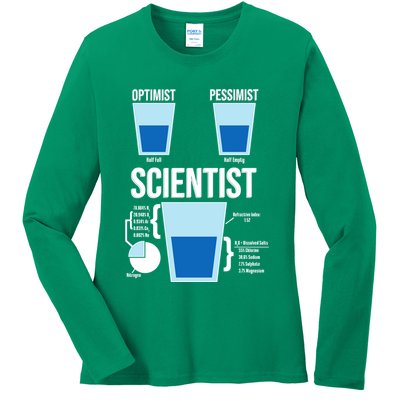 Funny Optimist Pessimist Scientist Ladies Long Sleeve Shirt
