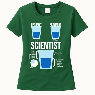 Funny Optimist Pessimist Scientist Womens T-Shirt