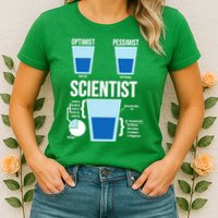 Funny Optimist Pessimist Scientist Womens T-Shirt