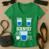 Funny Optimist Pessimist Scientist Women's V-Neck T-Shirt