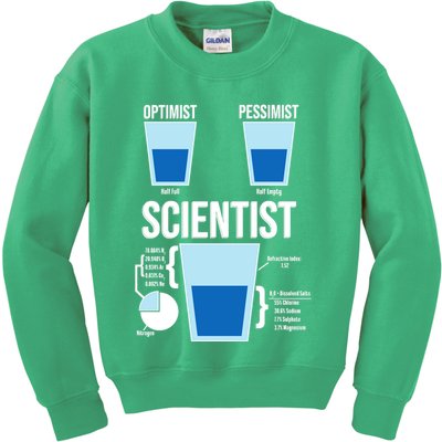 Funny Optimist Pessimist Scientist Kids Sweatshirt