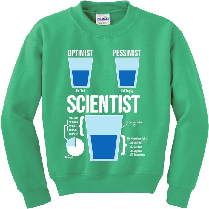 Funny Optimist Pessimist Scientist Kids Sweatshirt