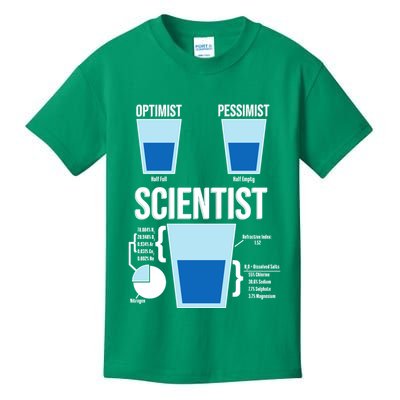 Funny Optimist Pessimist Scientist Kids T-Shirt