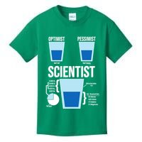 Funny Optimist Pessimist Scientist Kids T-Shirt