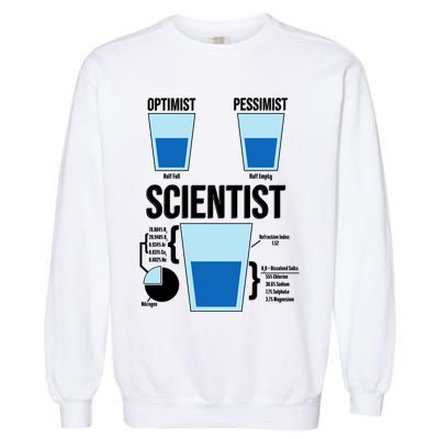 Funny Optimist Pessimist Scientist Garment-Dyed Sweatshirt