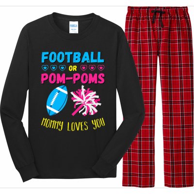 Football Or Pom Poms Gender Reveal Mommy Loves You Long Sleeve Pajama Set