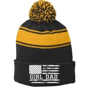 Father Of Proud New Dad Fathers Day Gift Stripe Pom Pom Beanie