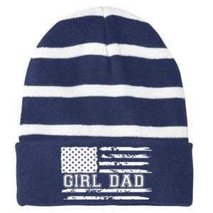 Father Of Proud New Dad Fathers Day Gift Striped Beanie with Solid Band