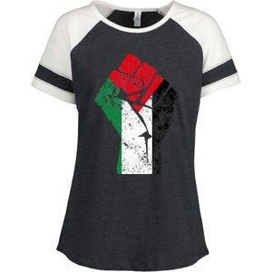 Fist Of Palestine Free Palestine Flag Enza Ladies Jersey Colorblock Tee