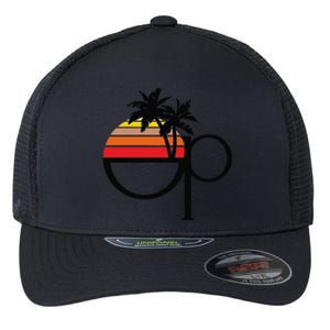 Funny Ocean Pacific 80s Retro Sunset Gift Flexfit Unipanel Trucker Cap