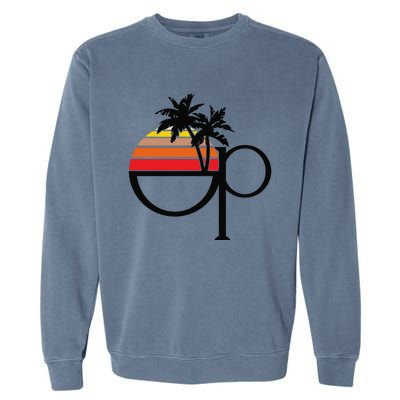 Funny Ocean Pacific 80s Retro Sunset Gift Garment-Dyed Sweatshirt