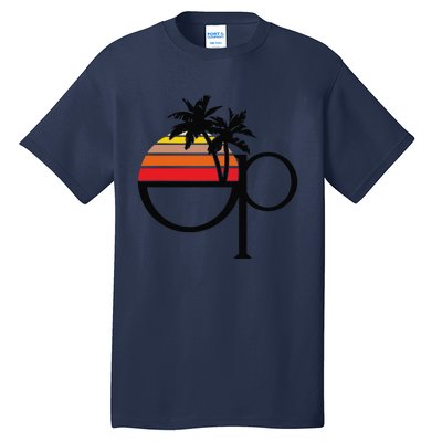 Funny Ocean Pacific 80s Retro Sunset Gift Tall T-Shirt