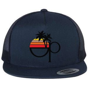 Funny Ocean Pacific 80s Retro Sunset Gift Flat Bill Trucker Hat