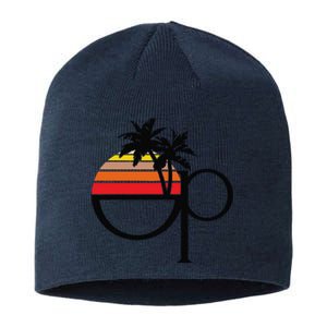 Funny Ocean Pacific 80s Retro Sunset Gift Sustainable Beanie