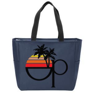 Funny Ocean Pacific 80s Retro Sunset Gift Zip Tote Bag