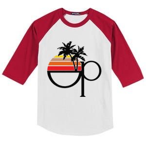 Funny Ocean Pacific 80s Retro Sunset Gift Kids Colorblock Raglan Jersey