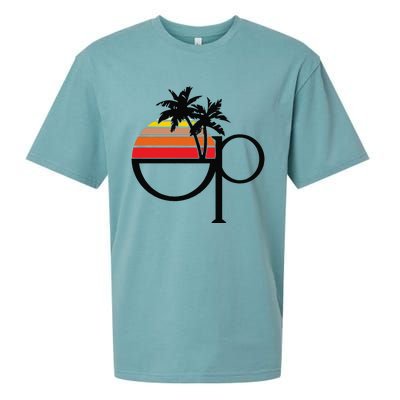 Funny Ocean Pacific 80s Retro Sunset Gift Sueded Cloud Jersey T-Shirt