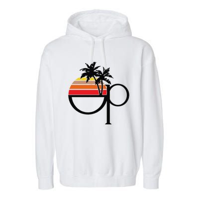 Funny Ocean Pacific 80s Retro Sunset Gift Garment-Dyed Fleece Hoodie