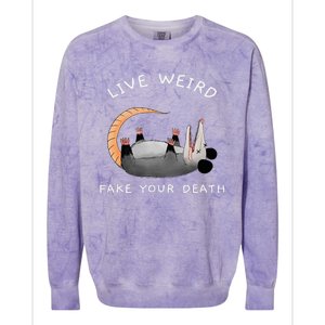 Funny Opossum Possum Live Weird Fake Your Death Colorblast Crewneck Sweatshirt