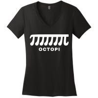 Funny Octopi Pun Happy PI Day Math Teacher Women's V-Neck T-Shirt