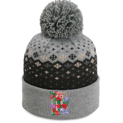 Flowers Of Poland Word Art Cute Gift Polska Polish Pride Gift The Baniff Cuffed Pom Beanie