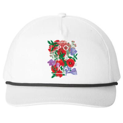 Flowers Of Poland Word Art Cute Gift Polska Polish Pride Gift Snapback Five-Panel Rope Hat