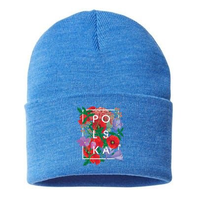 Flowers Of Poland Word Art Cute Gift Polska Polish Pride Gift Sustainable Knit Beanie