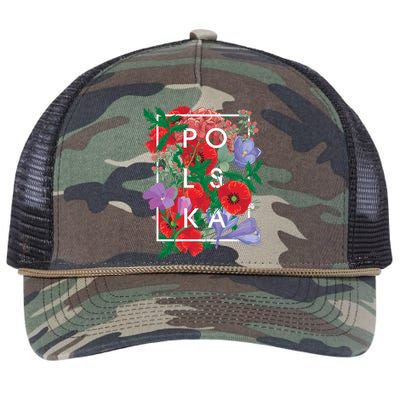 Flowers Of Poland Word Art Cute Gift Polska Polish Pride Gift Retro Rope Trucker Hat Cap