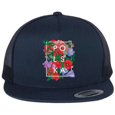 Flowers Of Poland Word Art Cute Gift Polska Polish Pride Gift Flat Bill Trucker Hat